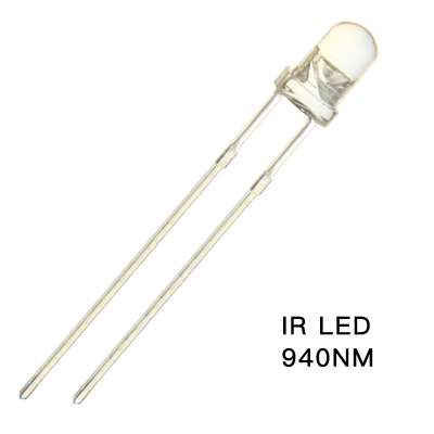 Water Clear 2 Pins 3mm IR LED 940nm 1.2-1.5V 3 mm Transparent Infrared 940 nm LED Light Emitting Diode