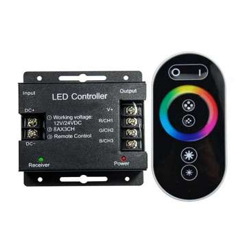 Touch Remote LED Controller 12-24V  RGB Controller 24A 3Channel LED Strip Light RF Control